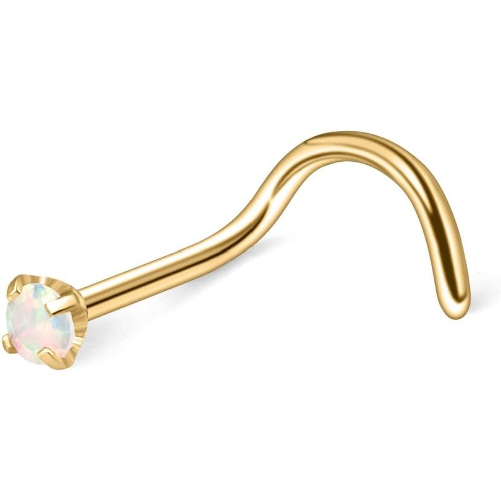 Elegant 2mm Opal Nose Rings  Surgical Steel Body Piercing Jewelry Set